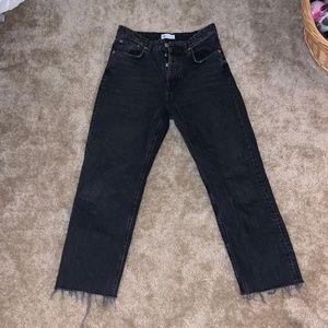 Zara straight leg high rise black jeans